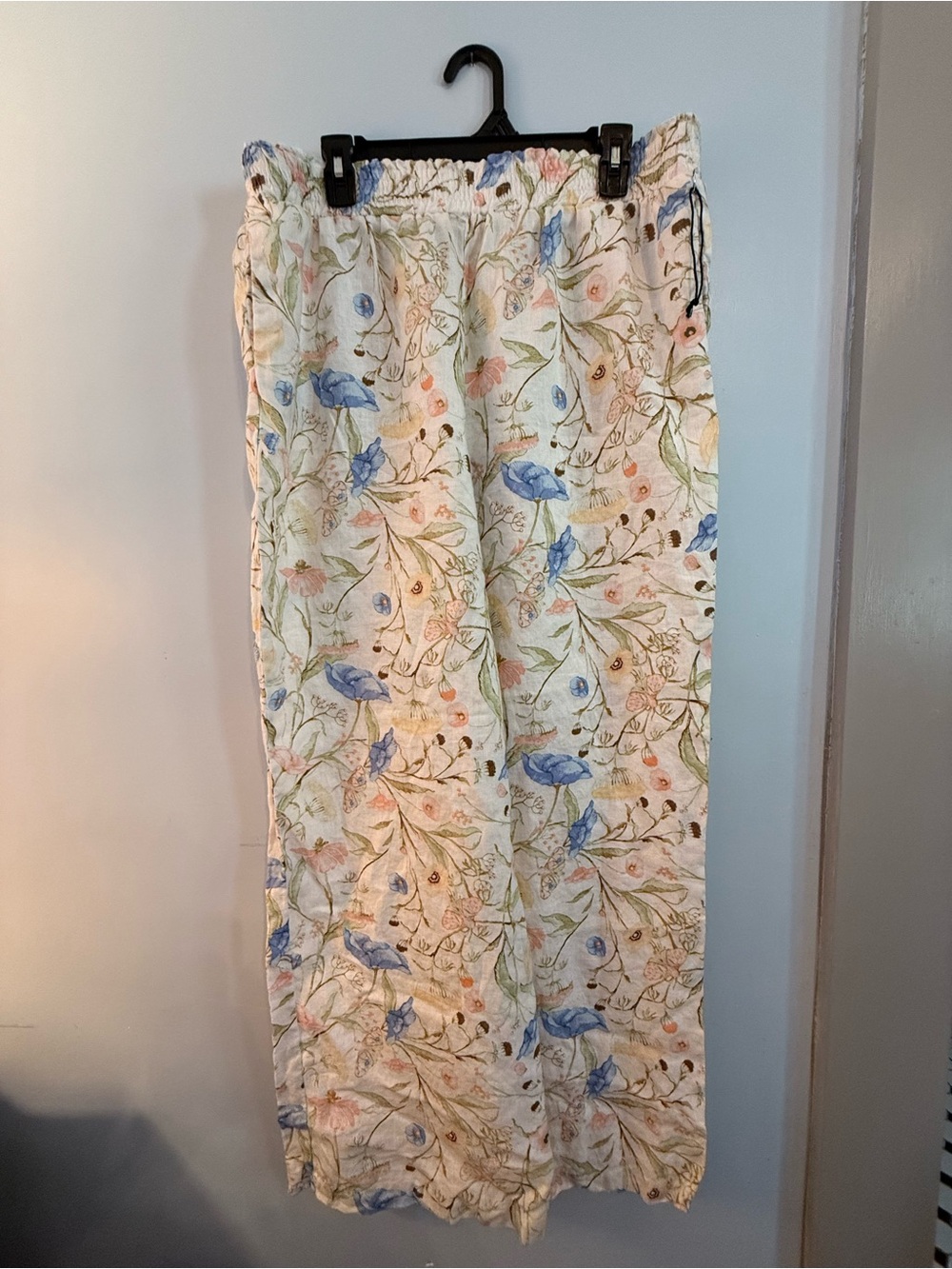 Saks Fifth Avenue Floral Wide Leg Pants 100% Cotton Size XL EUC